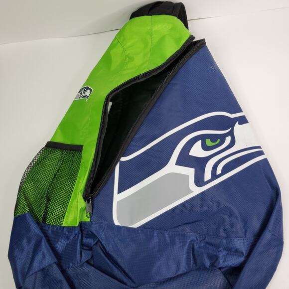 Seattle Seahawks Sling Bag Single Strap Backpack Forever Collectibles Green Blue - Picture 4 of 6
